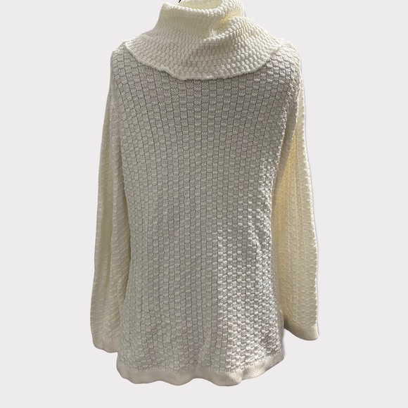 Intro antique white 1X cowl neck knit sweater - Picture 7 of 7